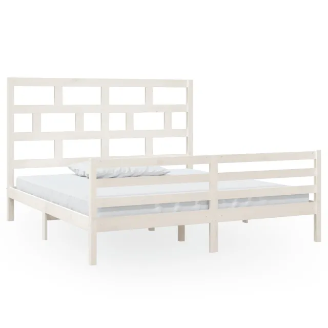 Cadre de lit sans matelas blanc bois massif