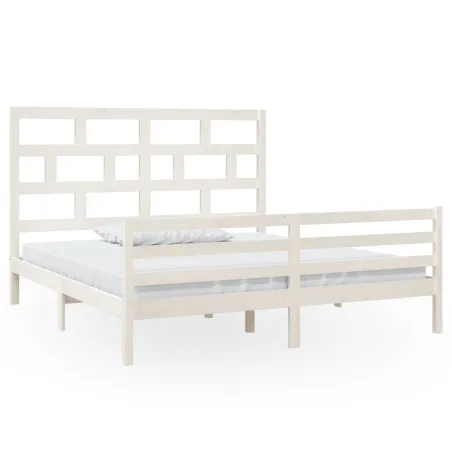 Cadre de lit sans matelas blanc bois massif
