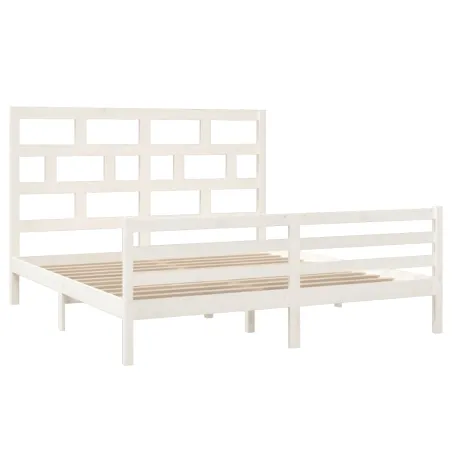 Cadre de lit sans matelas blanc bois massif