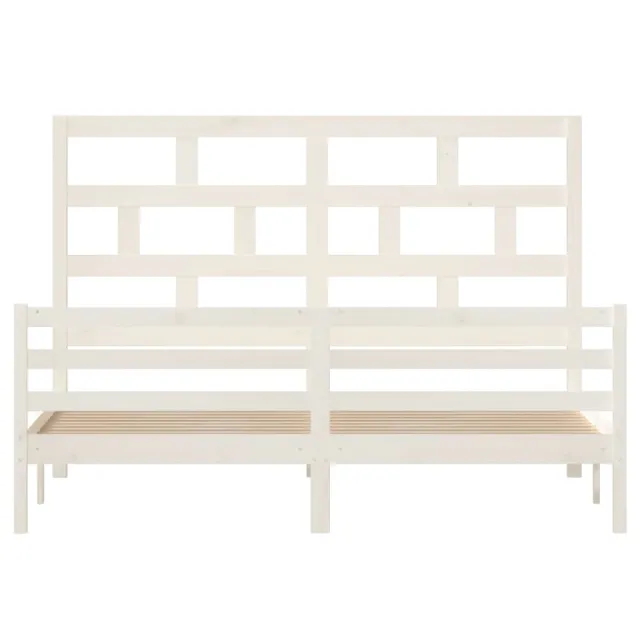 Cadre de lit sans matelas blanc bois massif