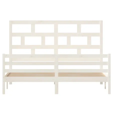 Cadre de lit sans matelas blanc bois massif