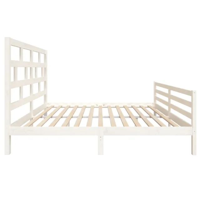 Cadre de lit sans matelas blanc bois massif