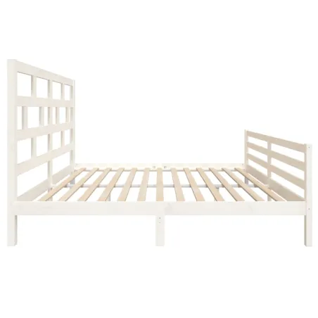 Cadre de lit sans matelas blanc bois massif