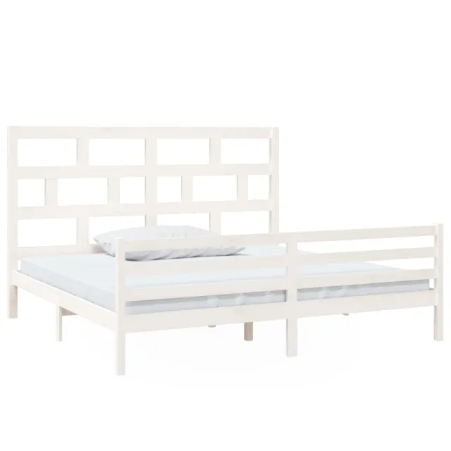 Cadre de lit sans matelas blanc bois massif 200x200 cm