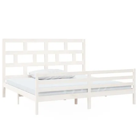 Cadre de lit sans matelas blanc bois massif 200x200 cm