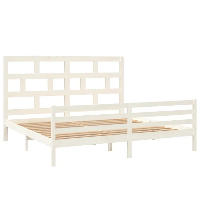 Cadre de lit sans matelas blanc bois massif 200x200 cm