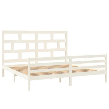 Cadre de lit sans matelas blanc bois massif 200x200 cm