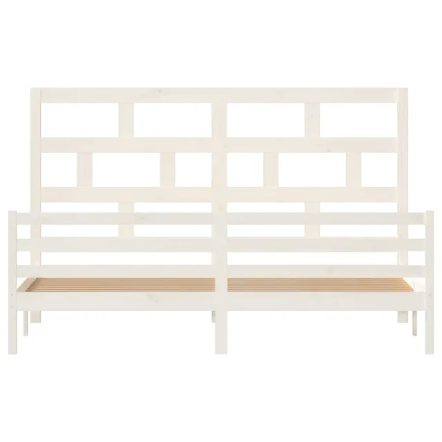 Cadre de lit sans matelas blanc bois massif 200x200 cm