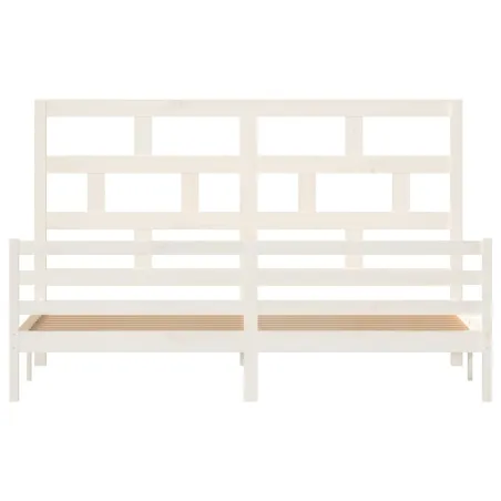 Cadre de lit sans matelas blanc bois massif 200x200 cm