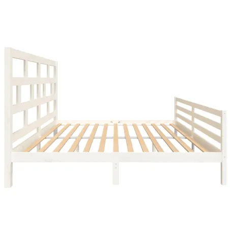 Cadre de lit sans matelas blanc bois massif 200x200 cm