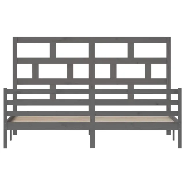 Cadre de lit sans matelas gris bois massif 200x200 cm