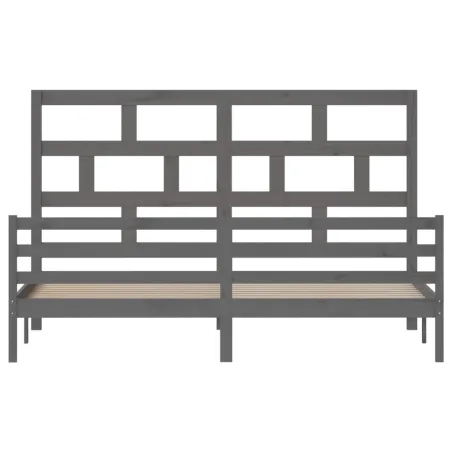 Cadre de lit sans matelas gris bois massif 200x200 cm