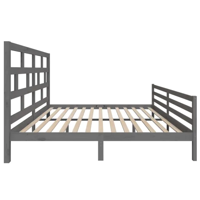Cadre de lit sans matelas gris bois massif 200x200 cm