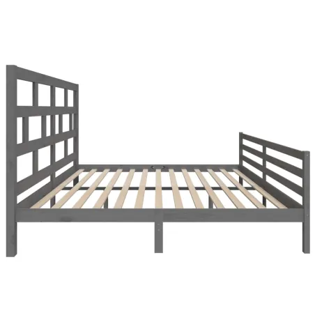 Cadre de lit sans matelas gris bois massif 200x200 cm