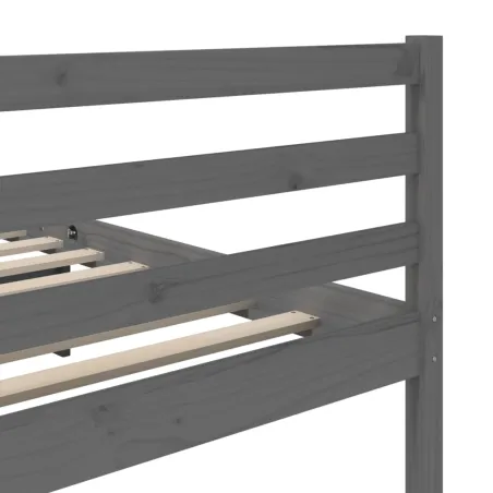 Cadre de lit sans matelas gris bois massif 200x200 cm