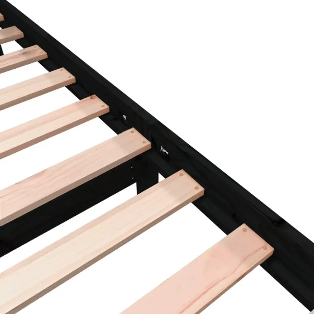 Cadre de lit sans matelas noir bois de pin massif