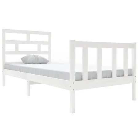 Cadre de lit sans matelas blanc bois de pin massif