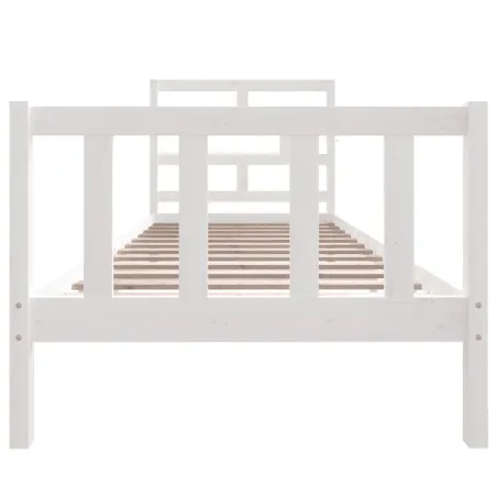 Cadre de lit sans matelas blanc bois de pin massif
