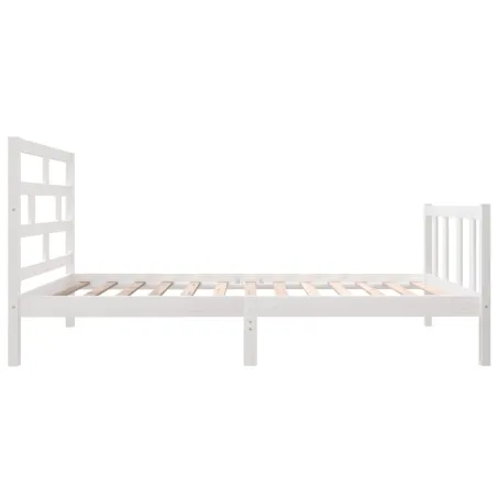 Cadre de lit sans matelas blanc bois de pin massif