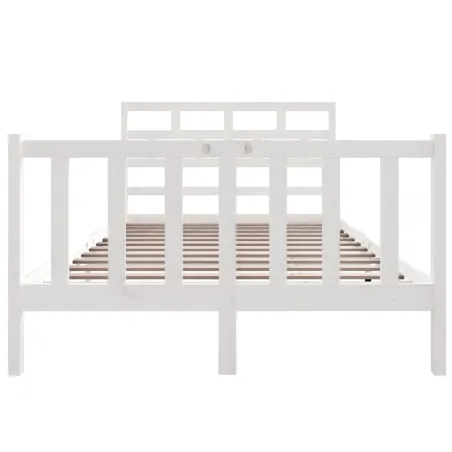 Cadre de lit sans matelas blanc bois de pin massif