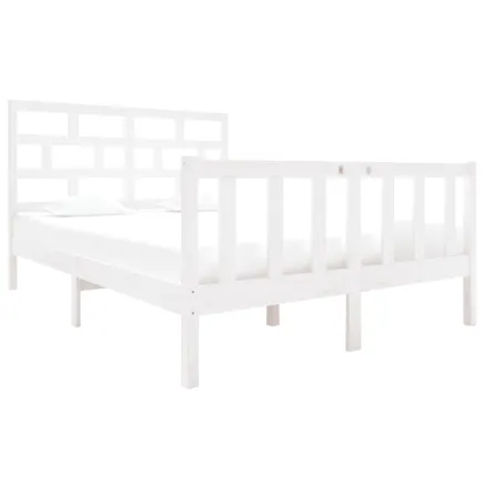 Cadre de lit sans matelas blanc bois de pin massif 2