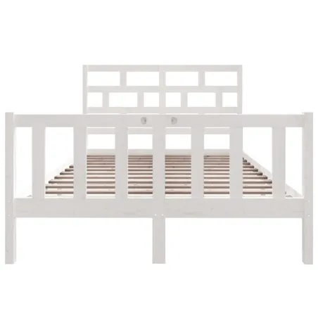 Cadre de lit sans matelas blanc bois de pin massif