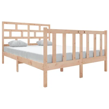 Cadre de lit sans matelas bois massif 140x190 cm 2