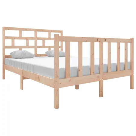 Cadre de lit sans matelas bois massif 140x190 cm