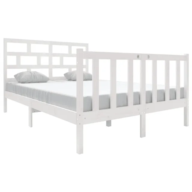 Cadre de lit sans matelas blanc bois massif 140x190 cm