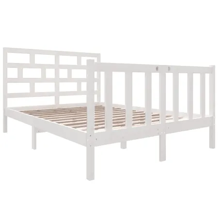 Cadre de lit sans matelas blanc bois massif 140x190 cm