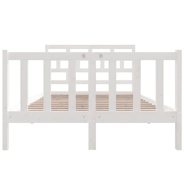 Cadre de lit sans matelas blanc bois massif 140x190 cm