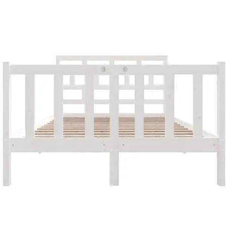 Cadre de lit sans matelas blanc bois massif 140x190 cm