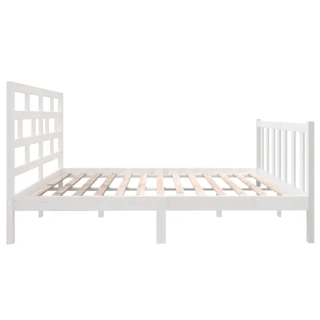 Cadre de lit sans matelas blanc bois massif 140x190 cm