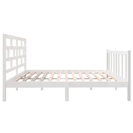 Cadre de lit sans matelas blanc bois massif 140x190 cm