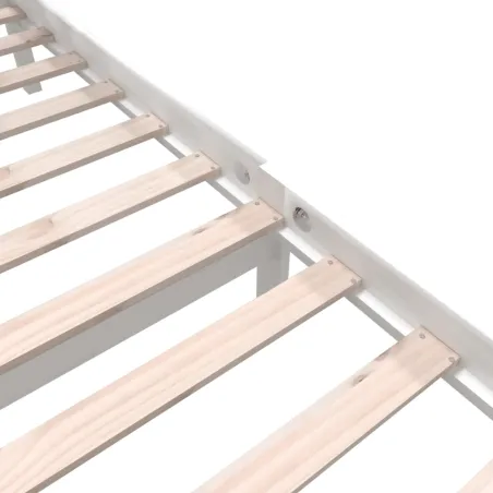 Cadre de lit sans matelas blanc bois massif 140x190 cm