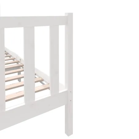 Cadre de lit sans matelas blanc bois massif 140x190 cm