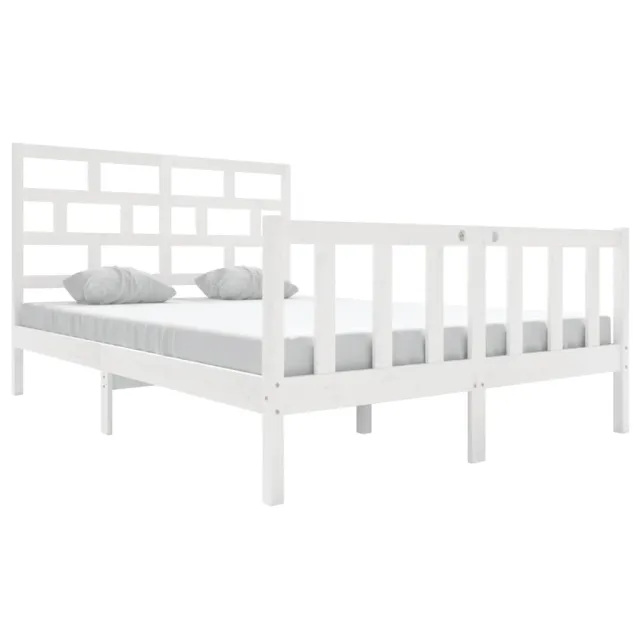 Cadre de lit sans matelas blanc bois massif 120x200 cm