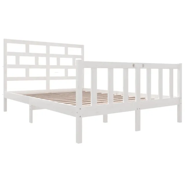 Cadre de lit sans matelas blanc bois massif 120x200 cm