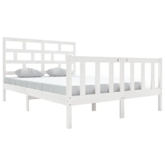 Cadre de lit sans matelas blanc bois massif 140x200 cm