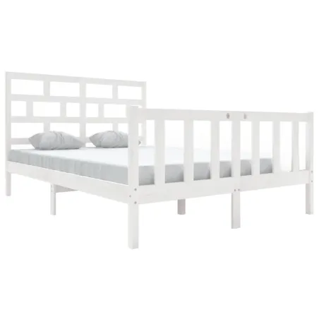 Cadre de lit sans matelas blanc bois massif 140x200 cm
