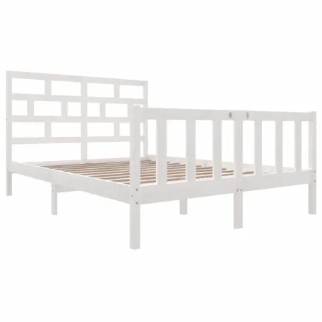 Cadre de lit sans matelas blanc bois massif 140x200 cm