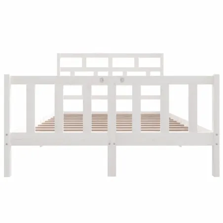 Cadre de lit sans matelas blanc bois massif 140x200 cm
