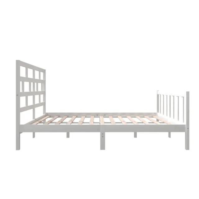 Cadre de lit sans matelas blanc bois massif 140x200 cm