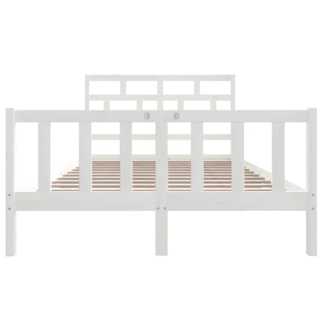 Cadre de lit sans matelas blanc bois de pin massif