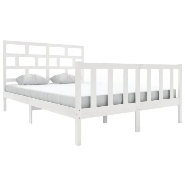 Cadre de lit sans matelas blanc bois massif 160x200 cm