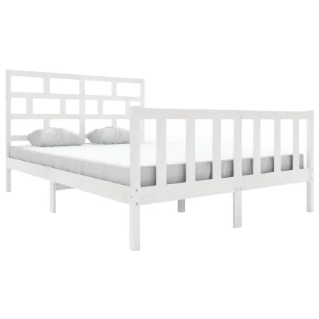 Cadre de lit sans matelas blanc bois massif 160x200 cm