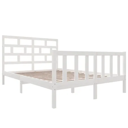 Cadre de lit sans matelas blanc bois massif 160x200 cm