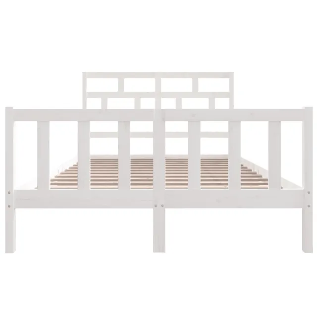 Cadre de lit sans matelas blanc bois massif 160x200 cm