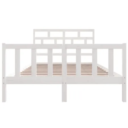 Cadre de lit sans matelas blanc bois massif 160x200 cm