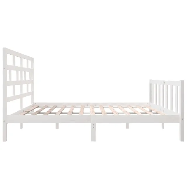 Cadre de lit sans matelas blanc bois massif 160x200 cm